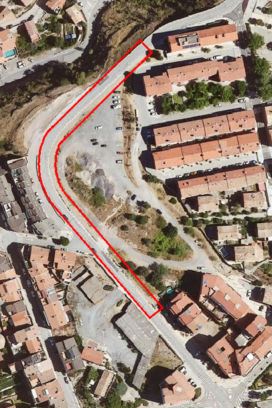 Plànol de l'àrea afectada per les obres d'urbanització al carrer Tarragona per a la construcció de la nova vorera i altres millores.