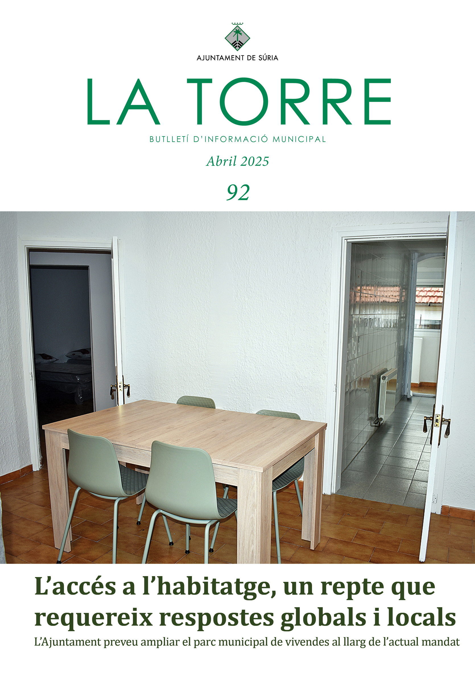 Portada del darrer número del butlletí municipal La Torre - Abril de 2025.