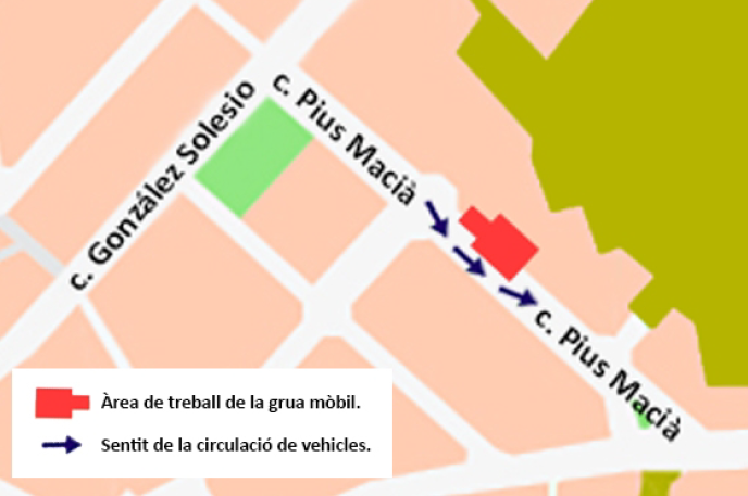 Avís de mobilitat al carrer Pius Macià