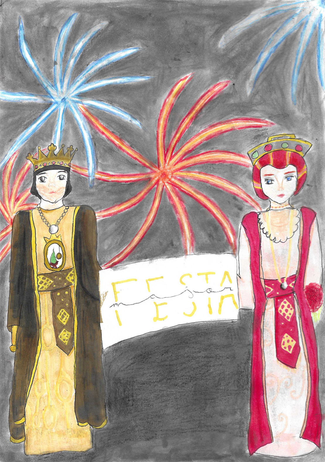 Il&middot;lustraci&oacute; finalista del concurs de portades del programa de la Festa Major de S&uacute;ria, original de Dorian Rodr&iacute;guez Garc&iacute;a (Escola Francesc Maci&agrave;).