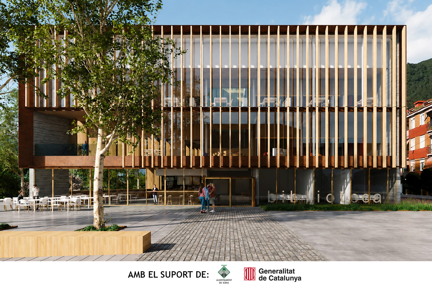 Imatge del projecte de la pla&ccedil;a i la vorera de la nova Biblioteca-Centre Cultural de S&uacute;ria.