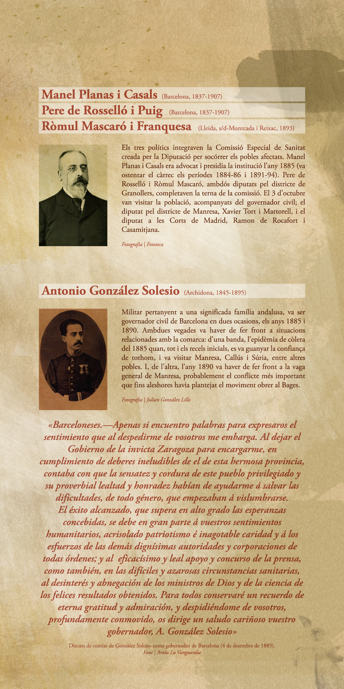 PlafÃ³ de l'exposicio 'EpidÃ¨mia, solidaritat i progrÃ©s. El cÃ²lera de 1885 a SÃºria'.