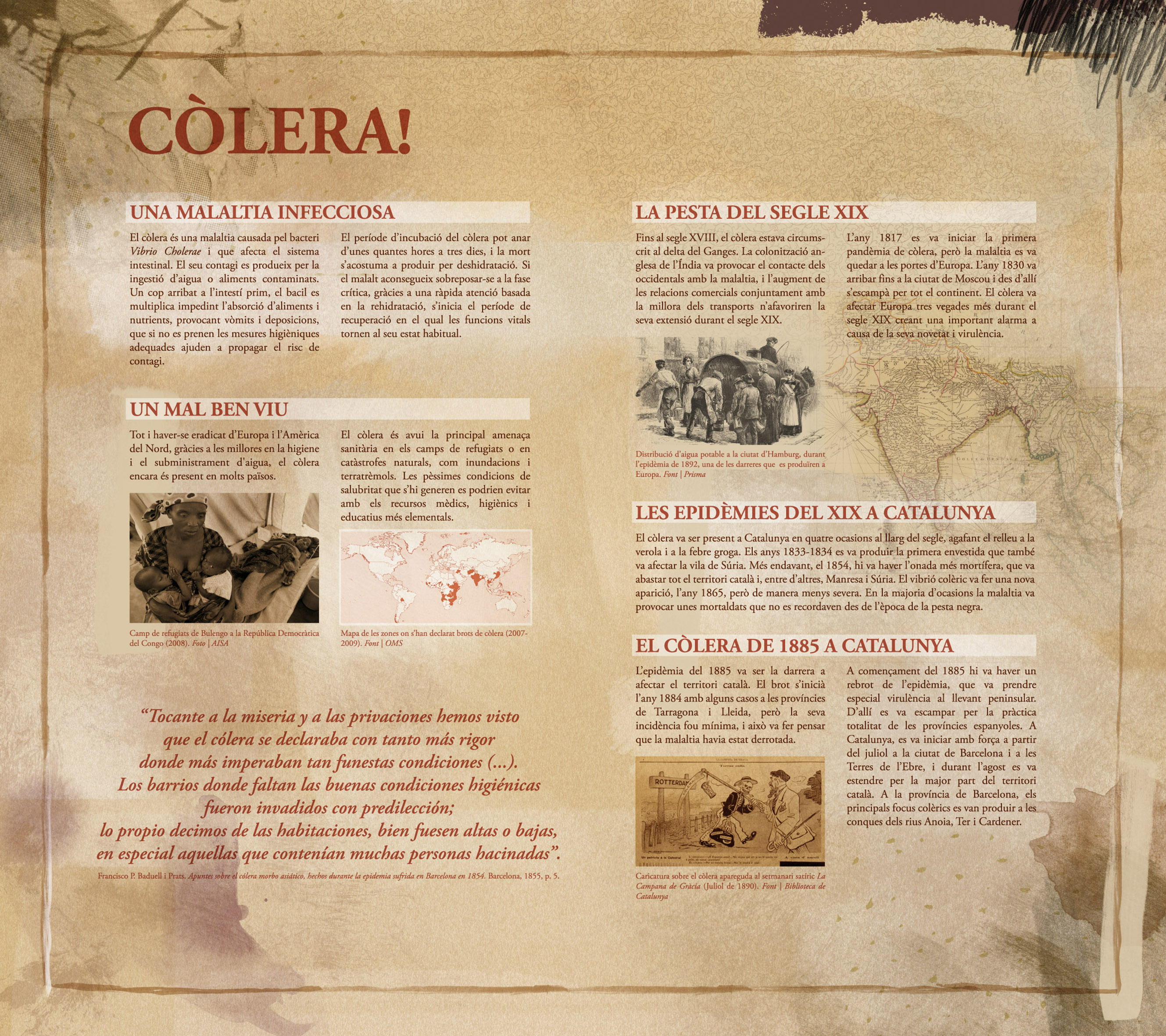 PlafÃ³ de l'exposicio 'EpidÃ¨mia, solidaritat i progrÃ©s. El cÃ²lera de 1885 a SÃºria'.