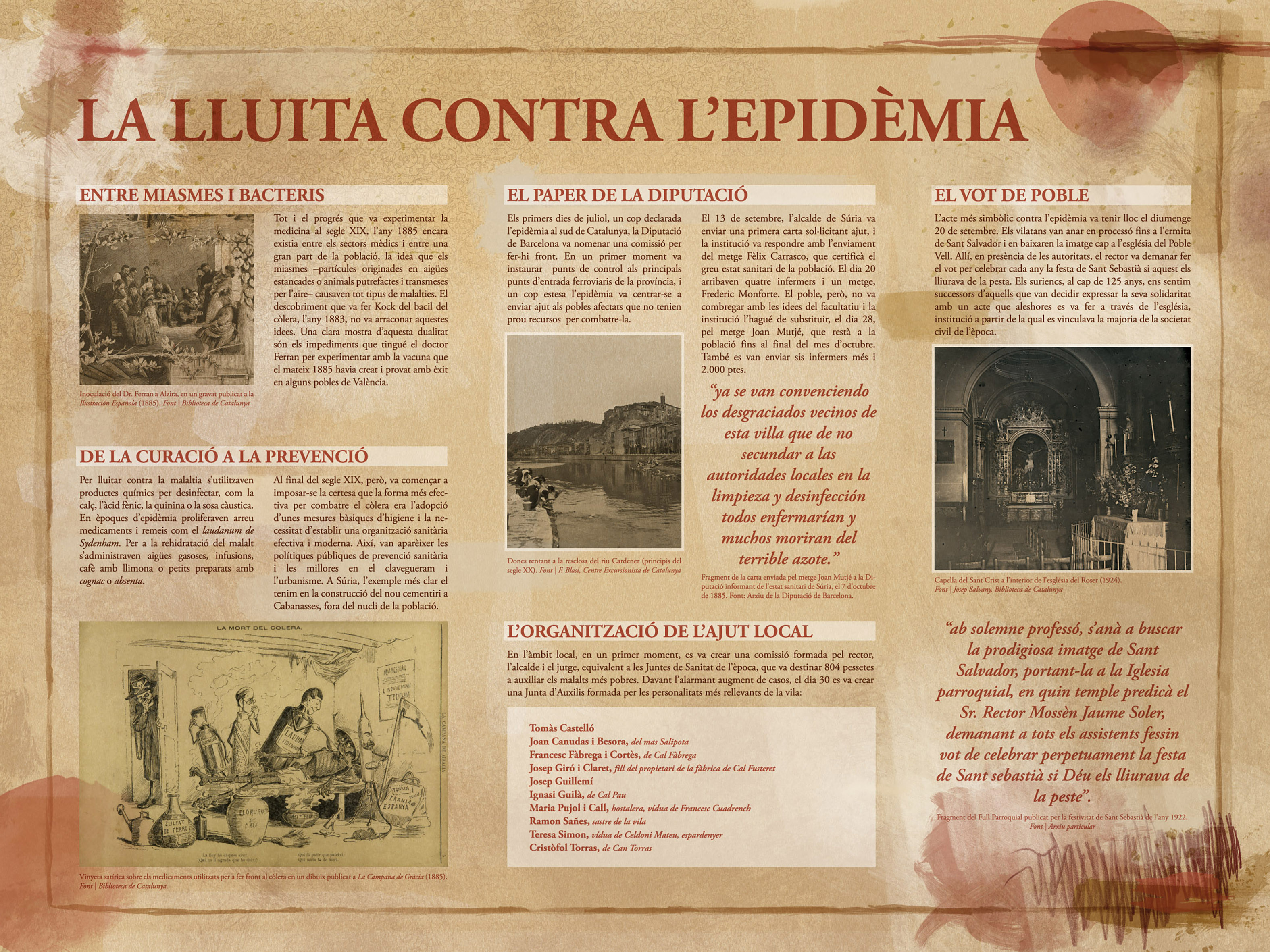 PlafÃ³ de l'exposicio 'EpidÃ¨mia, solidaritat i progrÃ©s. El cÃ²lera de 1885 a SÃºria'.
