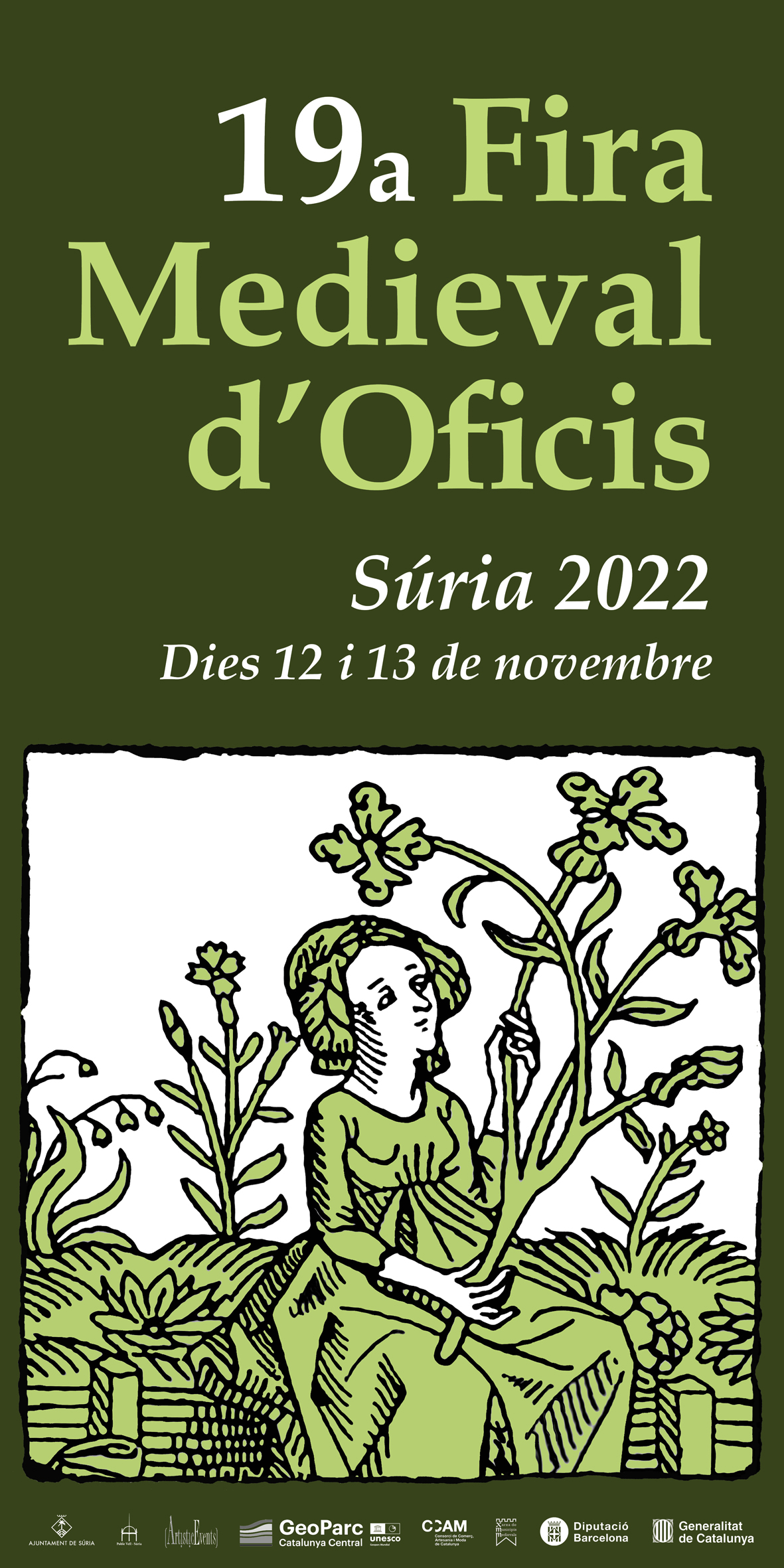 Cartell de la 19a Fira Medieval d'Oficis de Súria. - Dies 11, 12 i 13 de novembre.