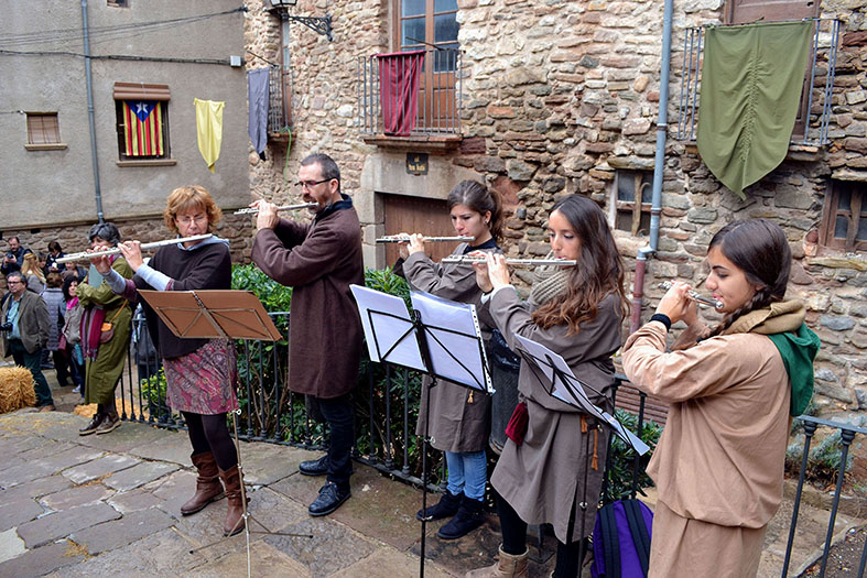 ActuaciÃ³ de lâ€™Escola Municipal de MÃºsica al carrer Major del Poble Vell, durant la 12a Fira Medieval dâ€™Oficis de SÃºria - Novembre de 2013.