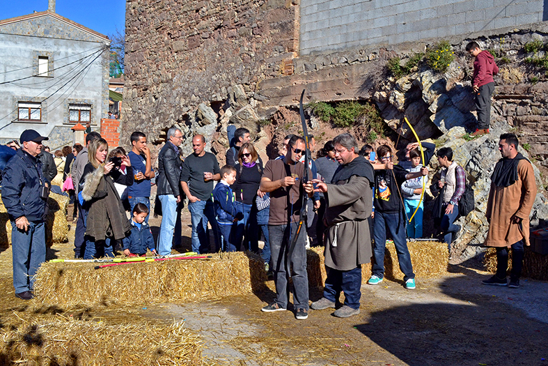 Taller de tir amb arc a l'entorn de l'Era del Castell, dins de la 14a Fira Medieval d'Oficis de SÃºria - Novembre de 2015.