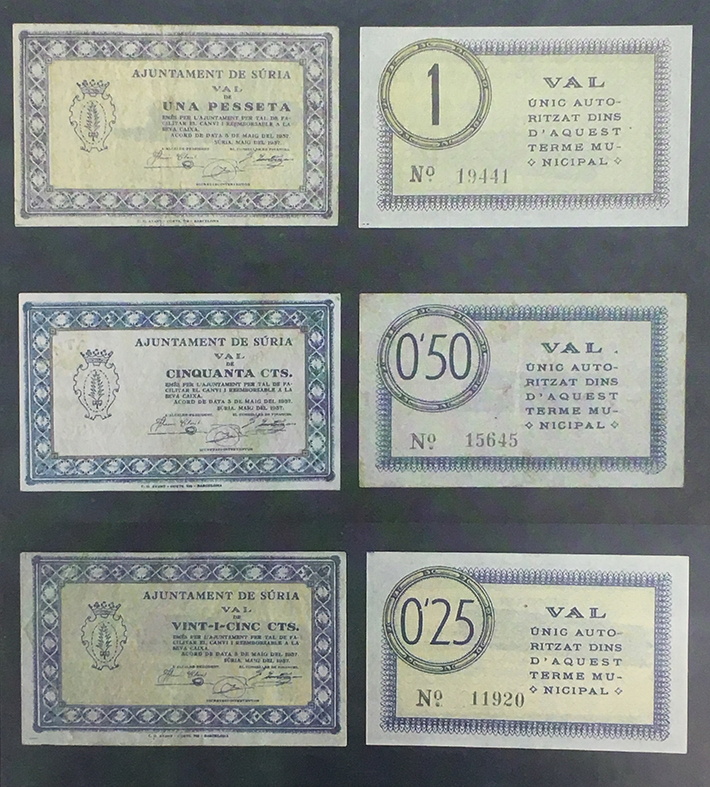 Any 1937 - Bitllets emesos per l'Ajuntament de SÃºria durant la guerra civil (font: llibre 'SÃºria ahir i avui' de Josep Massana i Portella).