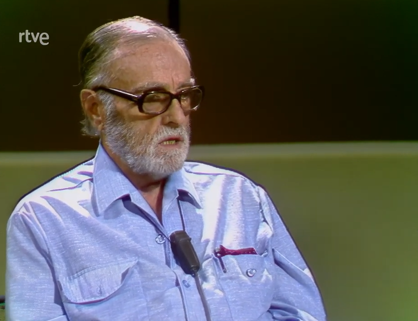 Ramon Biadiu, durant la seva participaciÃ³ en el programa 'MemÃ²ria Popular' de RTVE, dedicat als bombardeigs de Barcelona durant la guerra civil. El programa es va emetre el 16 de setembre de 1981.