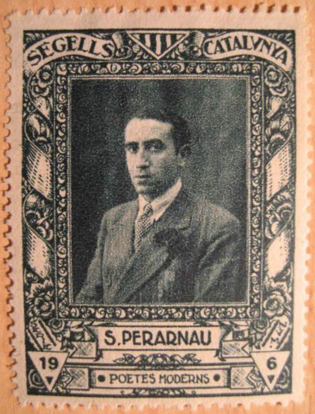 DÃ¨cada de 1930 - Segell dedicat a Salvador Perarnau, dins de la sÃ¨rie 'Segells Catalunya'.