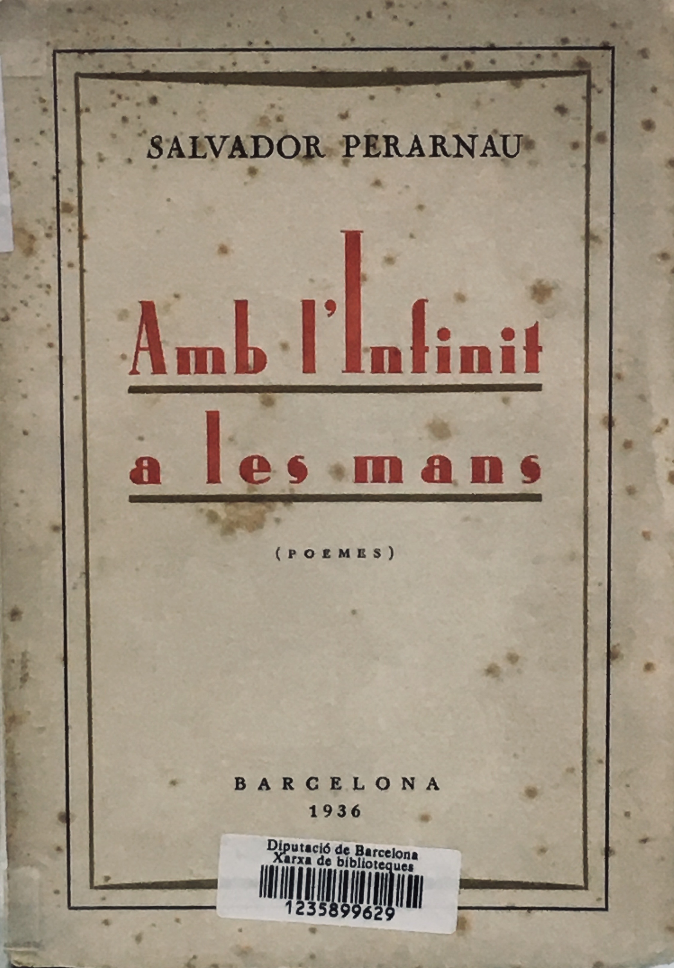 Any 1936 - Portada d''Amb l'infinit a les mans'.