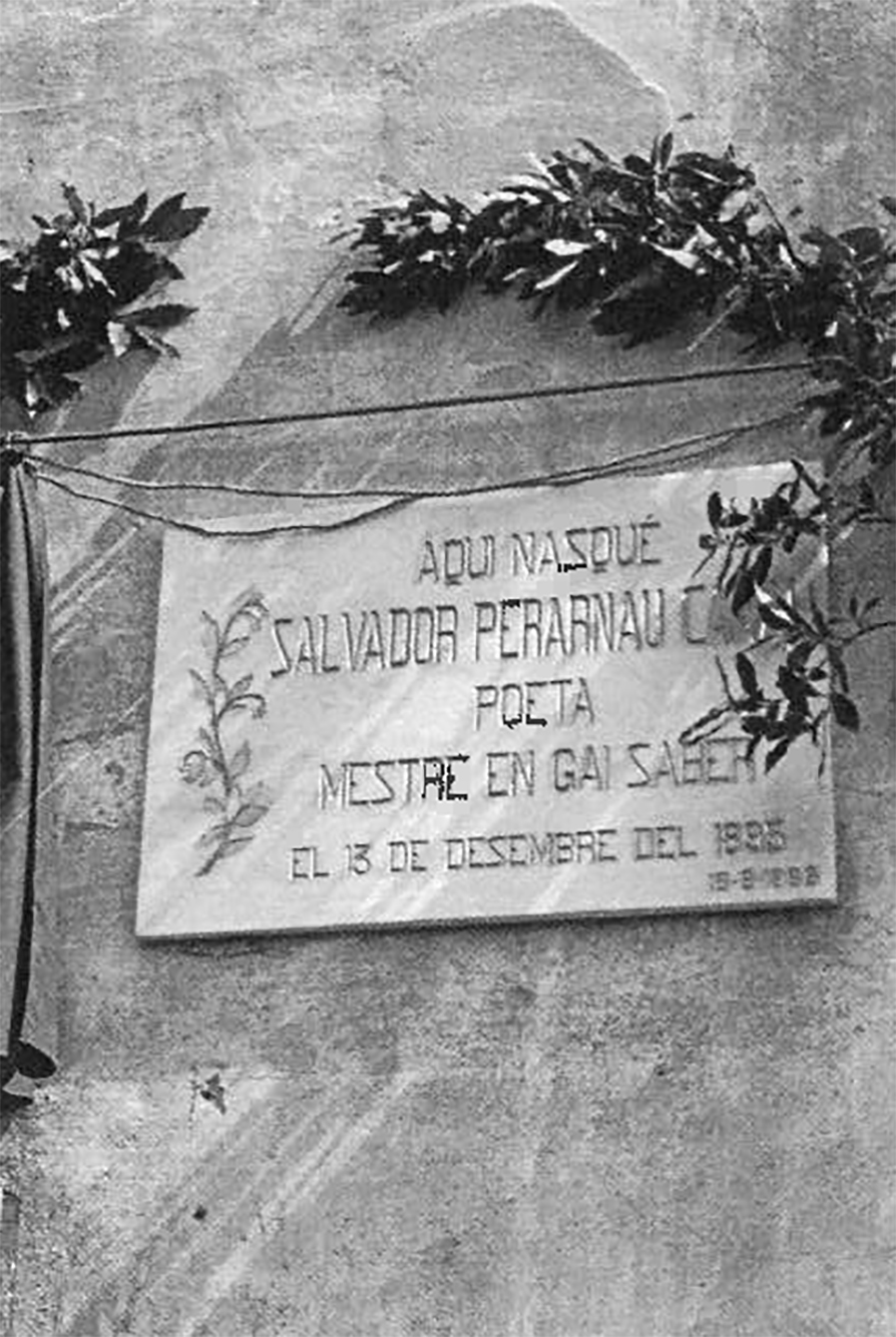 Any 1966 - Placa a la casa natal, descoberta durant l'homenatge de SÃºria a Salvador Perarnau. Font: revista El SalÃ­.