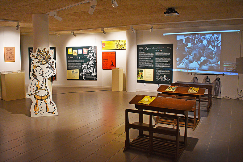 Any 2021 - Imatge parcial de lâ€™exposiciÃ³ 'Contes infantils de la Guerraâ€™ a la sala Cal Balaguer del Porxo.